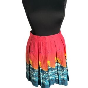 VTG SURFING Sunset Print Midi Barbie core Skirt Bohemian relax casual- Pre-love